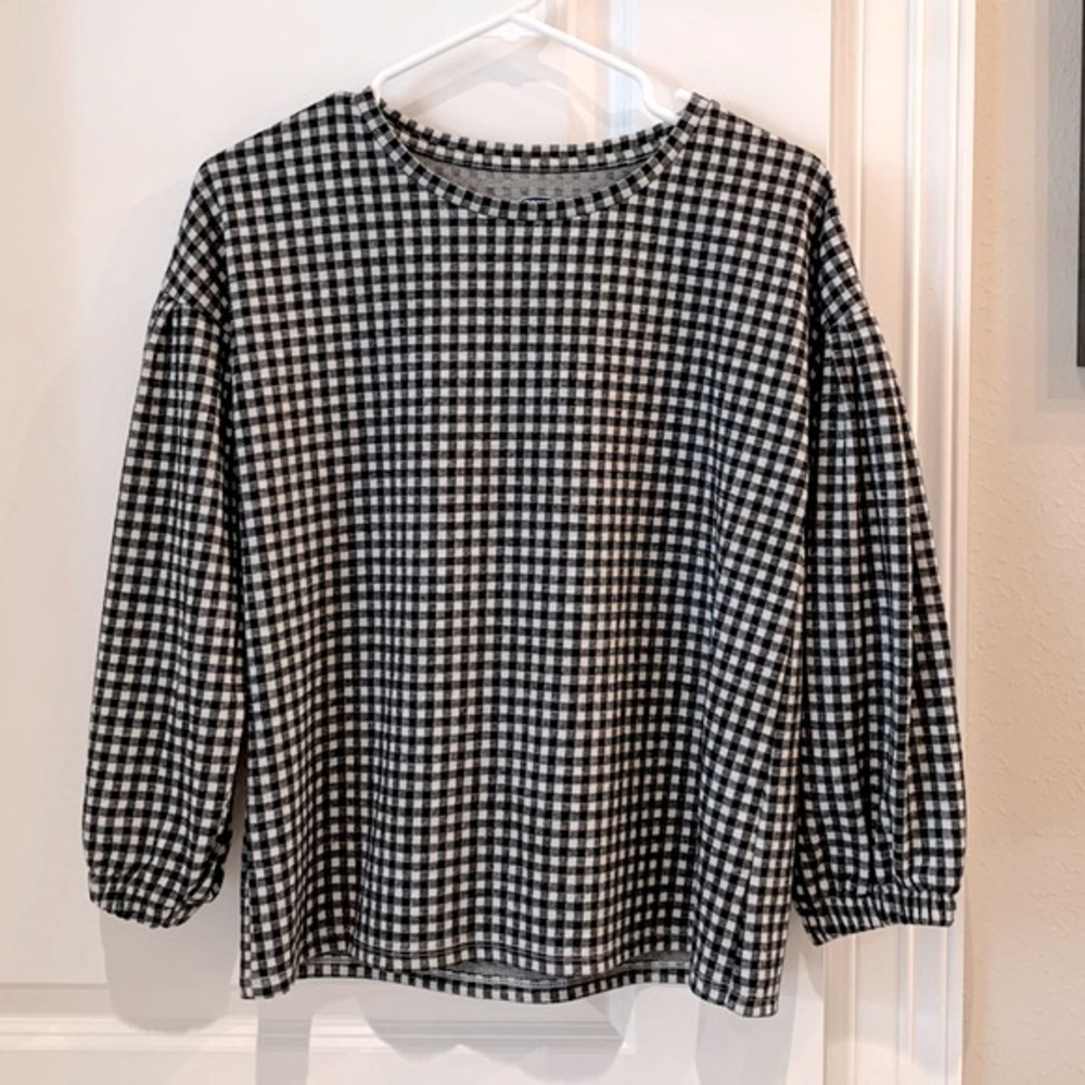 Old Navy Girl’s Black & White Checked Long Sleeve Shirt Size XL NWT